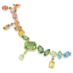 Gema necklace Mixed cuts, Dangling crystals, Multicolored, Gold-tone plated