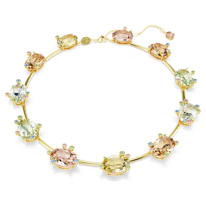 Gema necklace Mixed cuts, Multicolored, Gold-tone plated