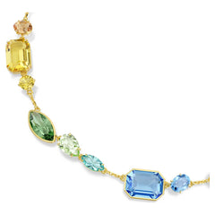 Gema necklace Mixed cuts, Multicolored, Gold-tone plated