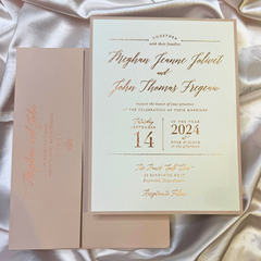 Elegant 2 Layer Calico Glitz Cream Invitation