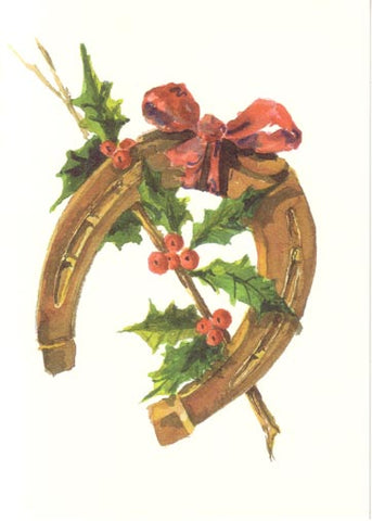 Holly Horseshoe Personalized Christmas Cards (Min 50)