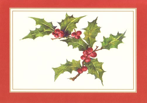 Ilex Aquifolium - Greeted Personalized Christmas Cards (Min 50)