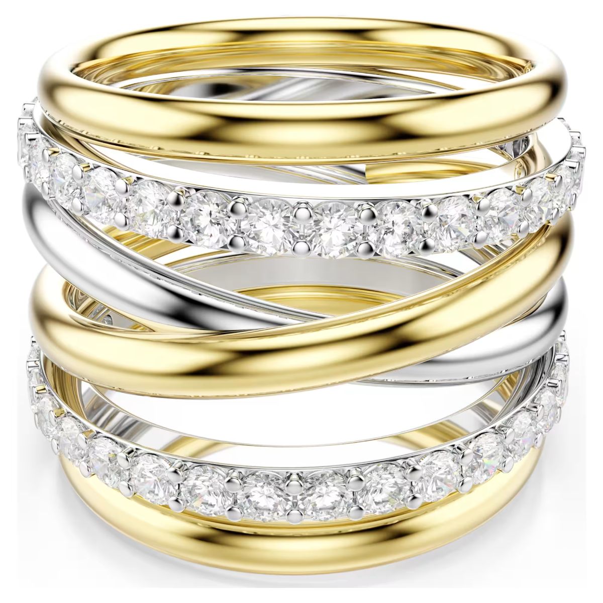 Hyperbola cocktail ring Round cut, White, Mixed metal finish