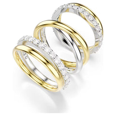 Hyperbola cocktail ring Round cut, White, Mixed metal finish