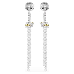 Hyperbola drop earrings Round cut, Knot, White, Mixed metal finish