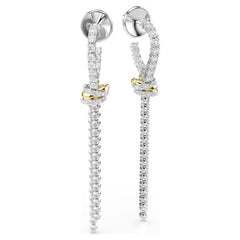 Hyperbola drop earrings Round cut, Knot, White, Mixed metal finish