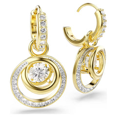 Hyperbola drop earrings Round cut, White, Gold-tone plated