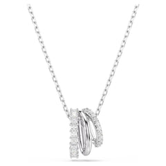 Hyperbola pendant Round cut, White, Rhodium plated