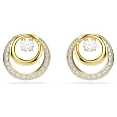 Hyperbola stud earrings Round cut, White, Gold-tone plated