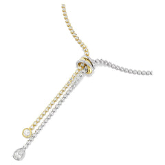 Hyperbola Y necklace Round cut, Knot, White, Mixed metal finish