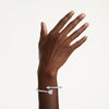 Idyllia bangle Mixed cuts, Arrow, White, Rhodium plated