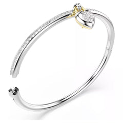 Idyllia bangle Mixed cuts, Heart, Pink, Mixed metal finish