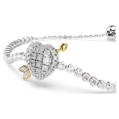 Idyllia bracelet Mixed cuts, Heart with arrow, White, Rhodium plated