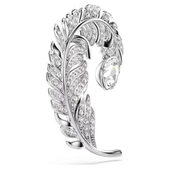 Idyllia brooch Mixed cuts, Feather, Rhodium plated