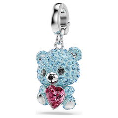 Idyllia charm Mixed cuts, Teddy, Blue, Rhodium plated