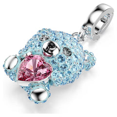Idyllia charm Mixed cuts, Teddy, Blue, Rhodium plated
