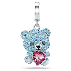 Idyllia charm Mixed cuts, Teddy, Blue, Rhodium plated