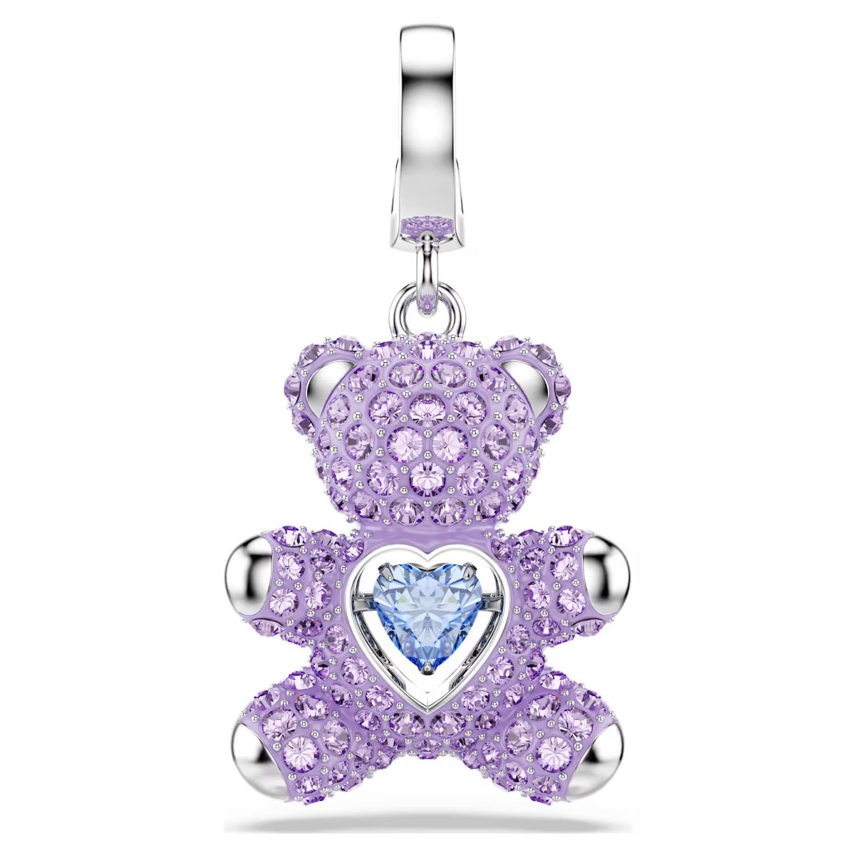 Idyllia charm Mixed cuts, Teddy, Purple, Rhodium plated