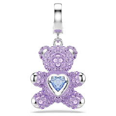 Idyllia charm Mixed cuts, Teddy, Purple, Rhodium plated