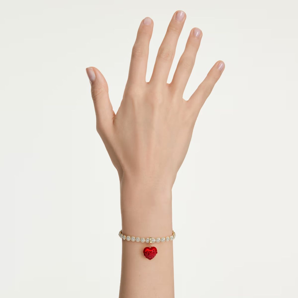 Idyllia charm Round cut, Heart, Red, Gold-tone plated