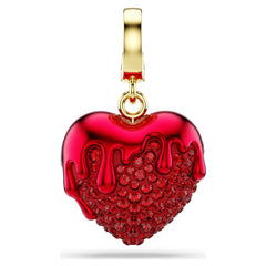 Idyllia charm Round cut, Heart, Red, Gold-tone plated