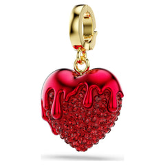 Idyllia charm Round cut, Heart, Red, Gold-tone plated