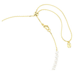 Idyllia choker Crystal pearl, Mixed cuts, Bee, White, Gold-tone plated