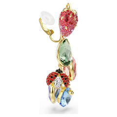 Idyllia clip earrings Mixed cuts, Fruit, Ladybug, Multicolored, 18K gold plated