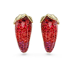 Idyllia clip earrings Red, 18K gold plated