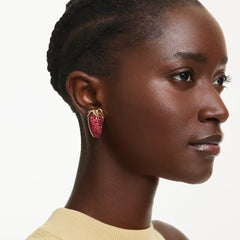 Idyllia clip earrings Red, 18K gold plated