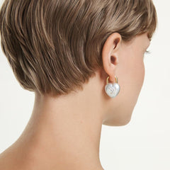 Idyllia drop earrings Mixed cuts, Heart, White, Gold-tone plated