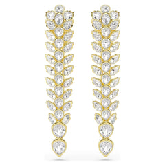 Idyllia drop earrings Mixed cuts, Long, White, Gold-tone plated