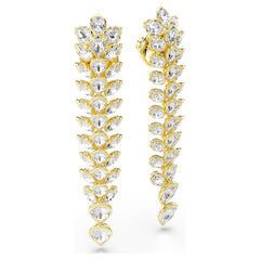 Idyllia drop earrings Mixed cuts, Long, White, Gold-tone plated