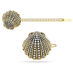 Idyllia hair pin Set (2), Shell, White, Mixed metal finish