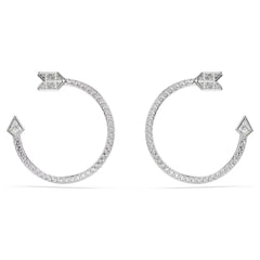 Idyllia hoop earrings Mixed cuts, Arrow, White, Rhodium plated