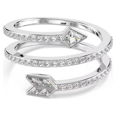 Idyllia motif ring Mixed cuts, Arrow, White, Rhodium plated