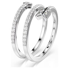 Idyllia motif ring Mixed cuts, Arrow, White, Rhodium plated