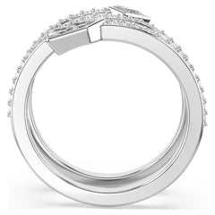 Idyllia motif ring Mixed cuts, Arrow, White, Rhodium plated
