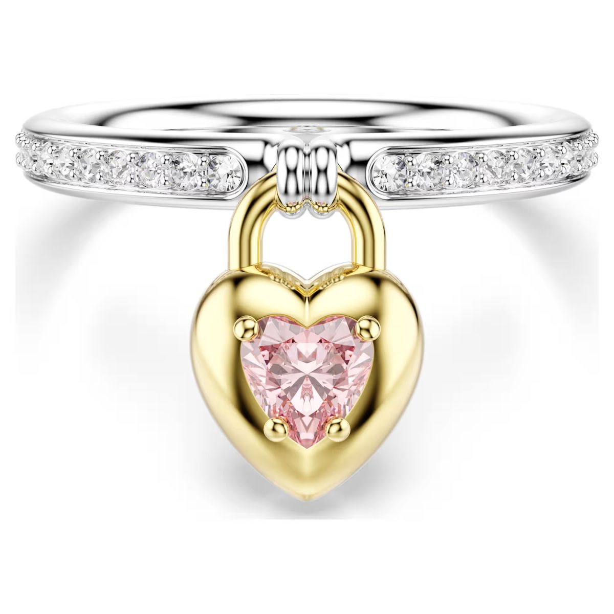 Idyllia motif ring Mixed cuts, Heart, Pink, Mixed metal finish
