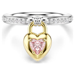 Idyllia motif ring Mixed cuts, Heart, Pink, Mixed metal finish