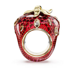 Idyllia motif ring Mixed cuts, Strawberry, Red, 18K gold plated