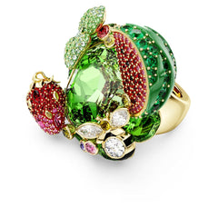 Idyllia motif ring Multicolored, 18K gold plated
