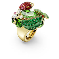 Idyllia motif ring Multicolored, 18K gold plated