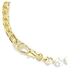 Idyllia necklace Crystal pearl, White, Gold-tone plated