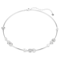 Idyllia necklace Heart with arrow, White, Rhodium plated