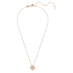 Idyllia pendant Clover, White, Rose gold-tone plated