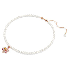 Idyllia pendant Crystal pearl, Mixed cuts, Flower, Multicolored, Rose gold-tone plated