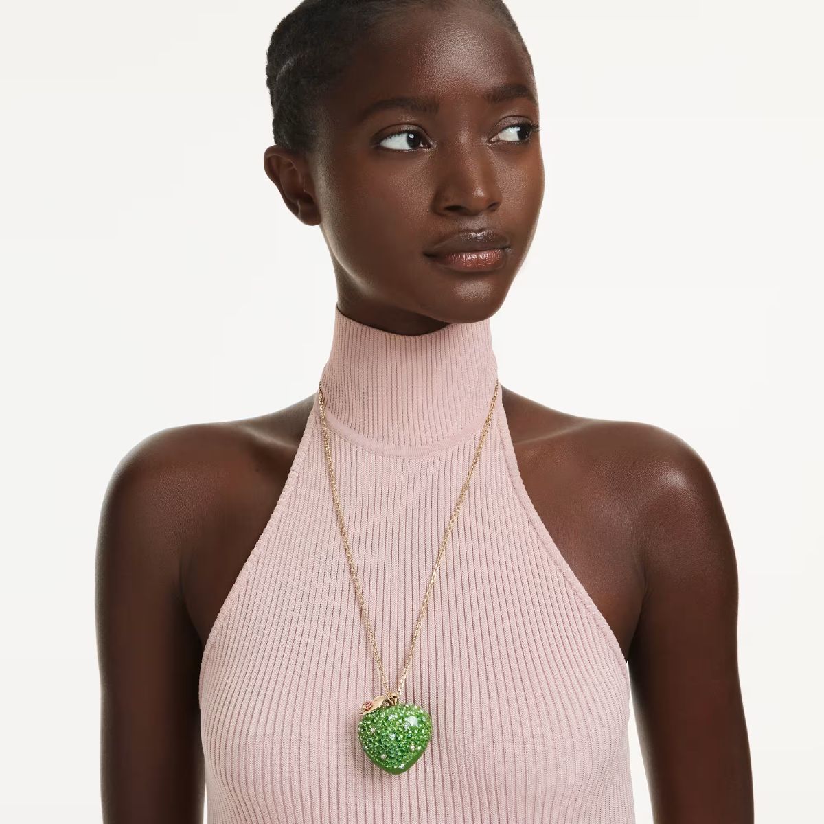 Idyllia pendant Mixed cuts, Apple, Green, 18K gold plated