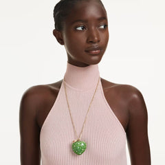 Idyllia pendant Mixed cuts, Apple, Green, 18K gold plated