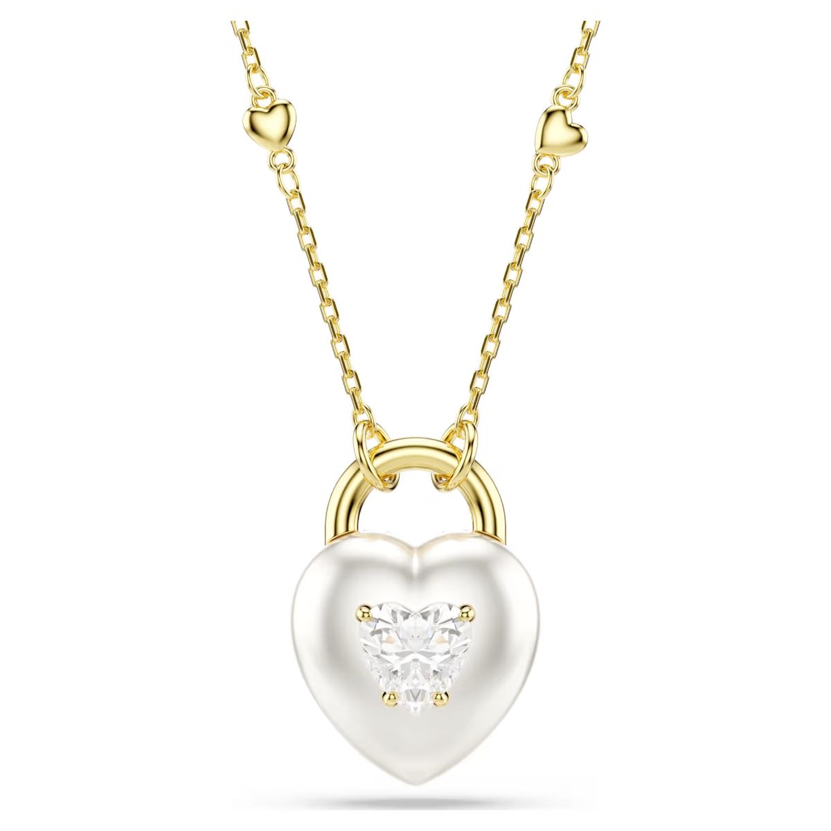 Idyllia pendant Mixed cuts, Heart, White, Gold-tone plated